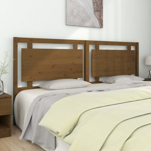 Cabecero de cama madera maciza de pino marrón miel 205x4x100 cm D