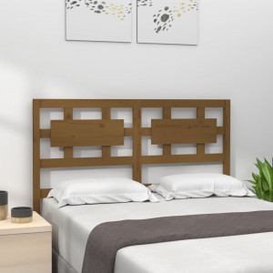 Cabecero de cama madera maciza pino marrón miel 125.5x4x100 cm D
