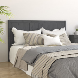 Cabecero de cama madera maciza de pino gris 205.5x4x100 cm D