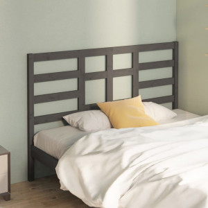 Cabecero de cama madera maciza de pino gris 141x4x104 cm D