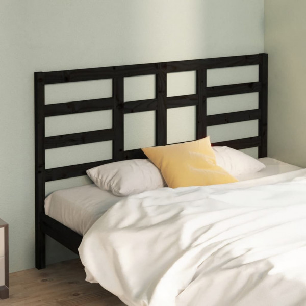 Cabeça de cama madeira maciça de pinho preto 166x4x104 cm D