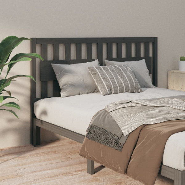 Cabecero de cama madera maciza de pino gris 165.5x4x100 cm D