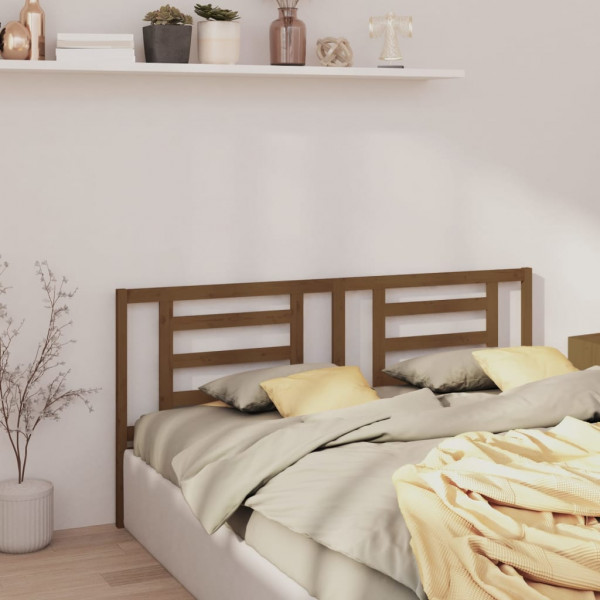 Cabecero de cama madera maciza de pino marrón miel 166x4x100 cm D