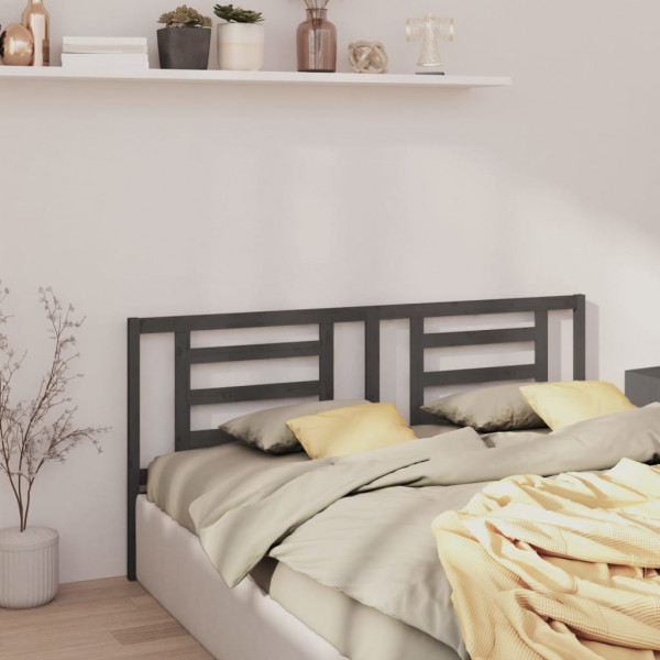 Cabecero de cama madera maciza de pino gris 206x4x100 cm Cabecero de cama madera maciza de pino gris 206x4x100 cm D