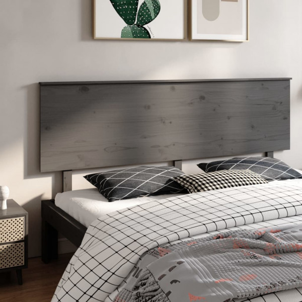 Cabecero de cama madera maciza de pino gris 204x6x82.5 cm D