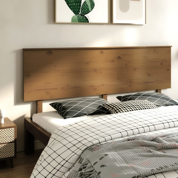 Cabecero de cama madera maciza de pino marrón miel 204x6x82.5cm D