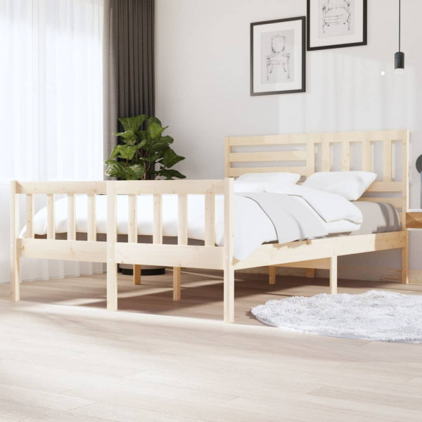 Estructura de cama de madera maciza 150x200 cm D