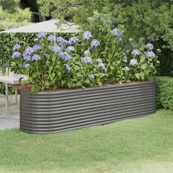 Jardinera arriate acero recubrimiento polvo gris 296x80x68 cm D