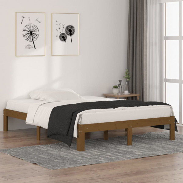 Estrutura de cama madeira dupla marrom mel 135x190 cm D