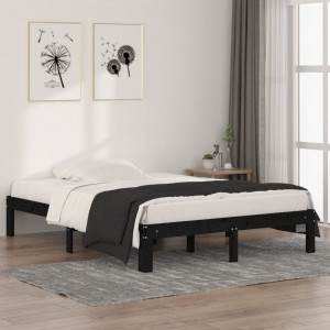 Estructura de cama madera maciza doble negra 135x190cm D