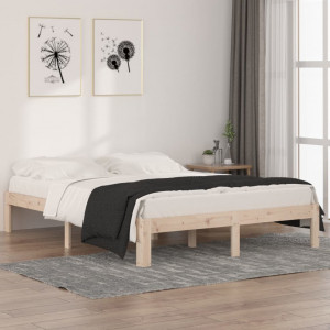 Estructura de cama madera maciza king size 150x200 cm D