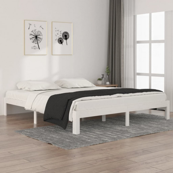 Estructura de cama madera maciza Super King 180x200 cm D