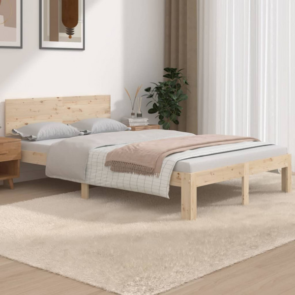 Estrutura de cama de casal pequena em madeira maciça 120x190 cm D