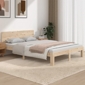 Estrutura de cama de casal em madeira maciça 135x190 cm D