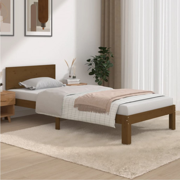 Estrutura da cama madeira maciça pinho marrom mel 90x200 cm D