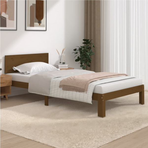 Estrutura da cama madeira maciça de pinheiro marrom mel 100x200 cm D