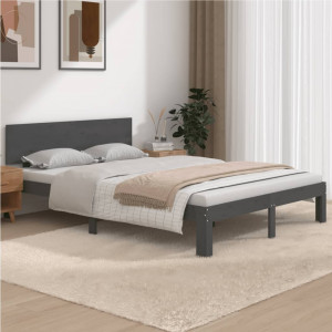 Estructura de cama madera maciza gris 150x200 cm D