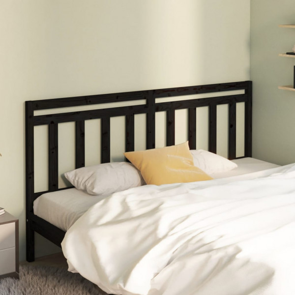 Cabecero de cama madera maciza de pino negro 206x4x100 cm Cabecero de cama madera maciza de pino negro 206x4x100 cm D