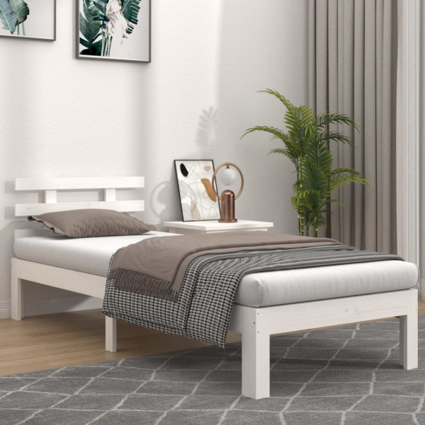 Estructura de cama madera maciza blanco 90x200 cm D