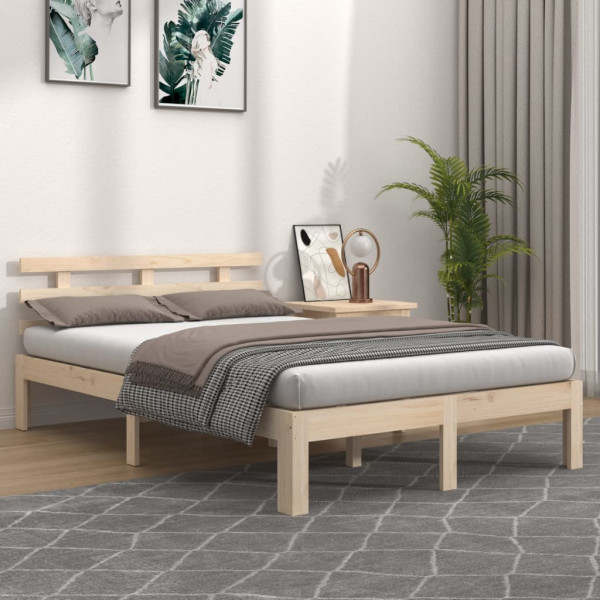 Estructura de cama de madera maciza 160x200 cm D