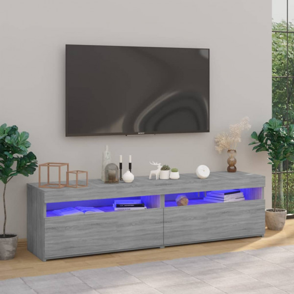 Mueble de TV con luces LED 2 uds gris Sonoma 75x35x40 cm D
