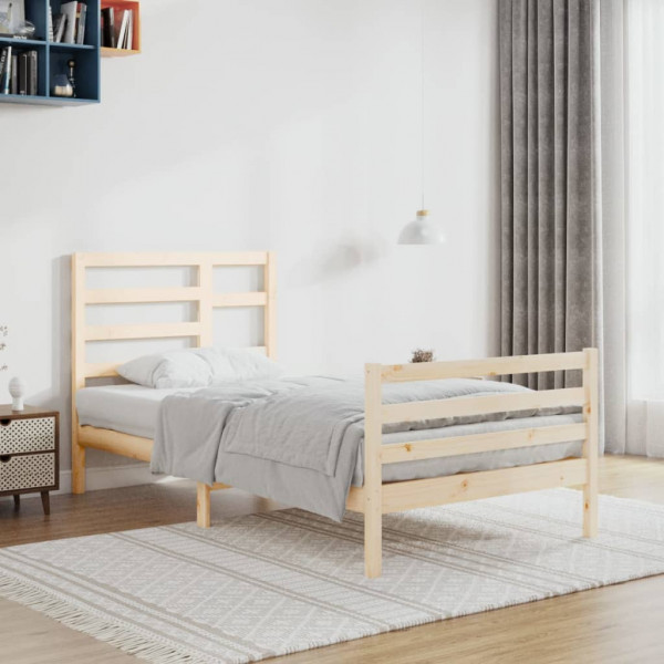 Estructura de cama madera maciza 90x200 cm D
