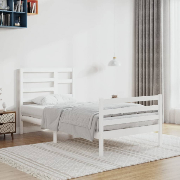 Estrutura de cama madeira maciça de pinho branco 100x200 cm D