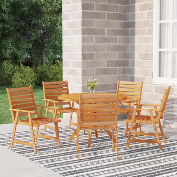 Juego de comedor de jardín 6 piezas madera maciza de acacia Juego de comedor de jardín 6 piezas madera maciza de acacia D