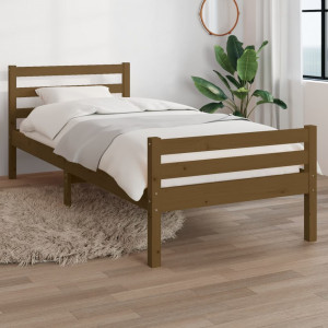 Estructura de cama madera maciza marrón miel 100x200 cm D
