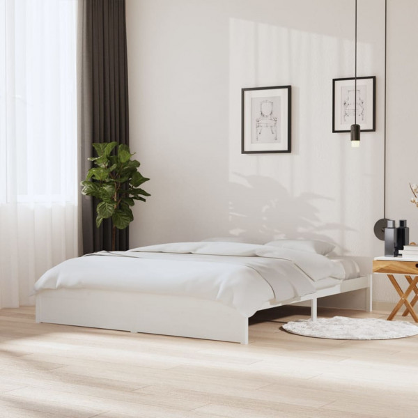 Estructura de cama madera maciza Super King blanco 180x200 cm D