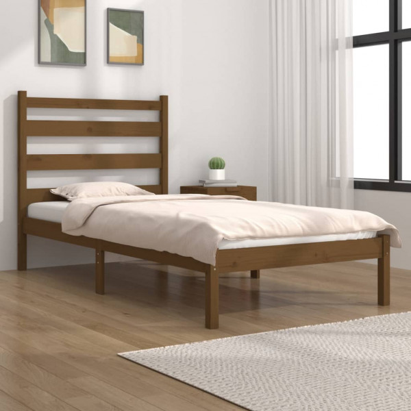 Estructura de cama individual madera pino marrón miel 90x190 cm D