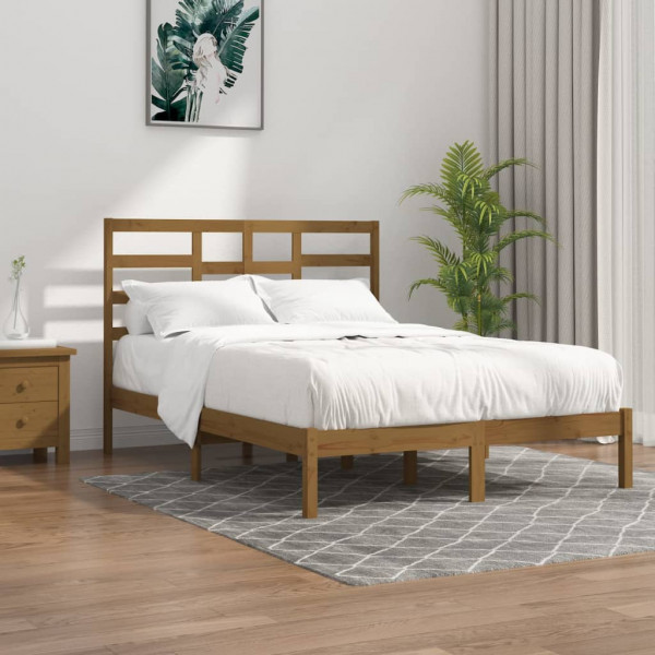 Estructura de cama madera maciza marrón miel 140x200 cm D