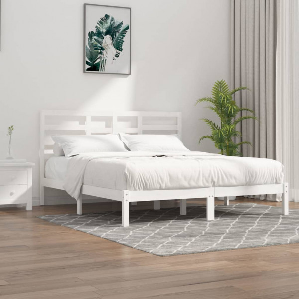 Estrutura de cama madeira maciça branca 200x200 cm D