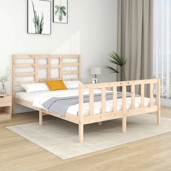 Estrutura de cama matrimonial madeira maciça 4FT6 135x190 cm D