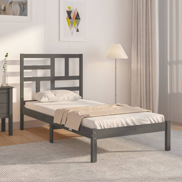 Estructura de cama de madera maciza gris 100x200 cm D