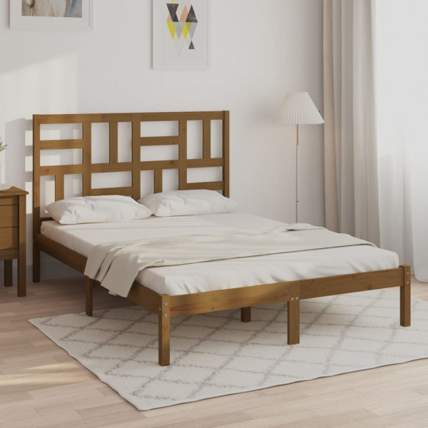 Estructura de cama madera maciza marrón miel 140x200 cm D