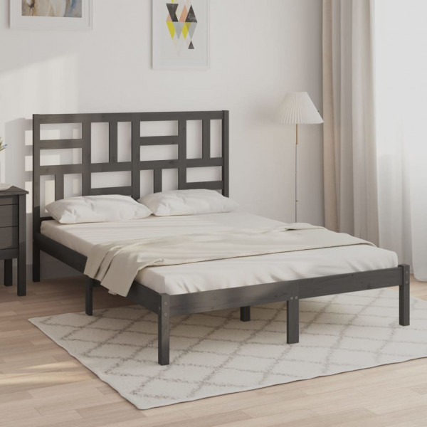 Estrutura de cama de madeira maciça de pinho cinza 160x200 cm D