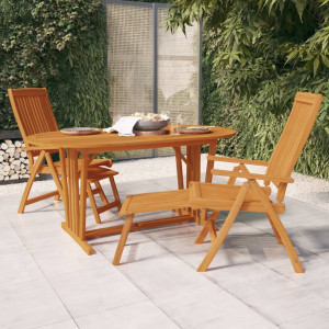 Mesa de jardín madera maciza de eucalipto 160x85x75 cm D