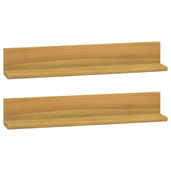 Estantes de pared 2 unidades madera maciza de teca 60x10x10 cm D
