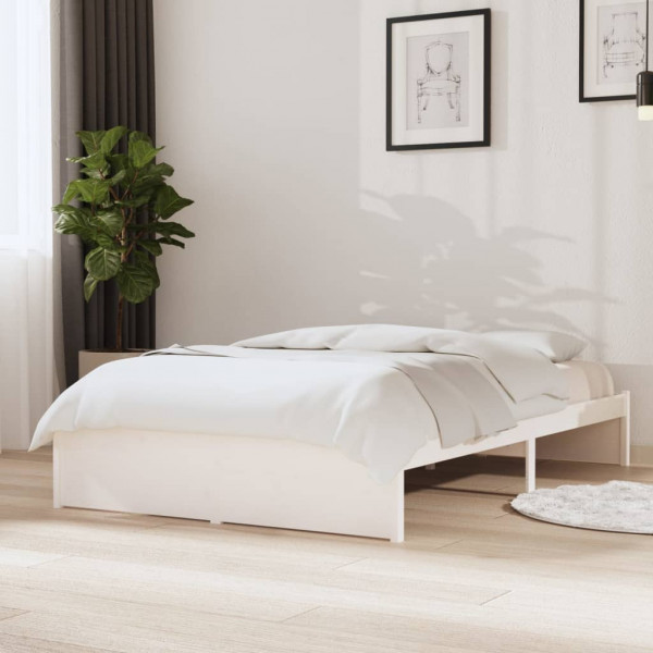 Estrutura da cama madeira maciça branca 120x200 cm D
