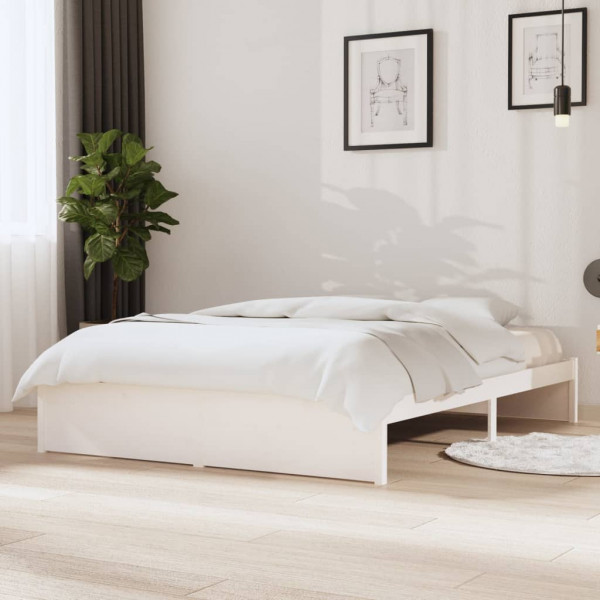 Estructura de cama madera maciza blanca 140x200 cm D