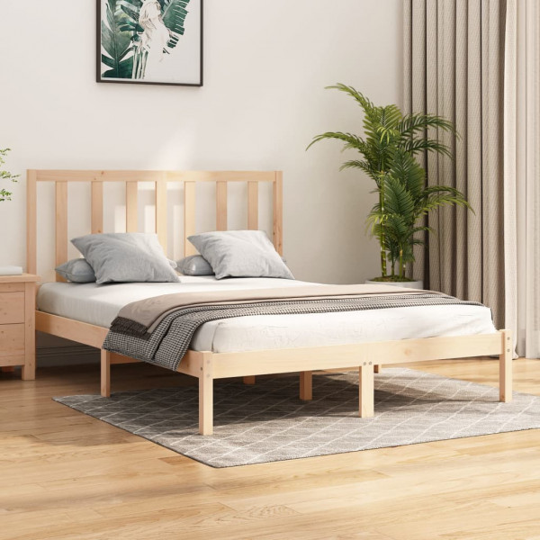 Estructura de cama madera maciza pino doble 135x190 cm D