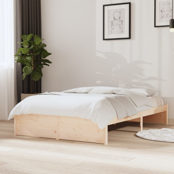 Estructura cama madera doble pequeña maciza de pino 120x190 cm