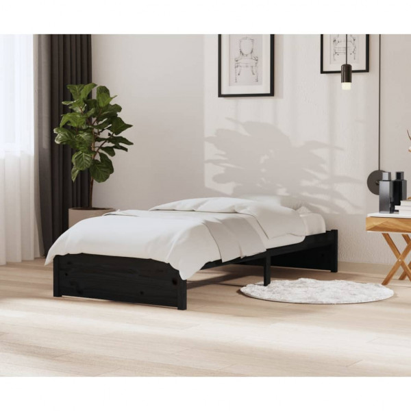 Estructura de cama madera maciza negro 90x200 cm D