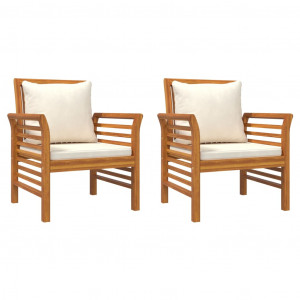 Cadeirões com almofadões branco nata 2 pcs acácia maciça H