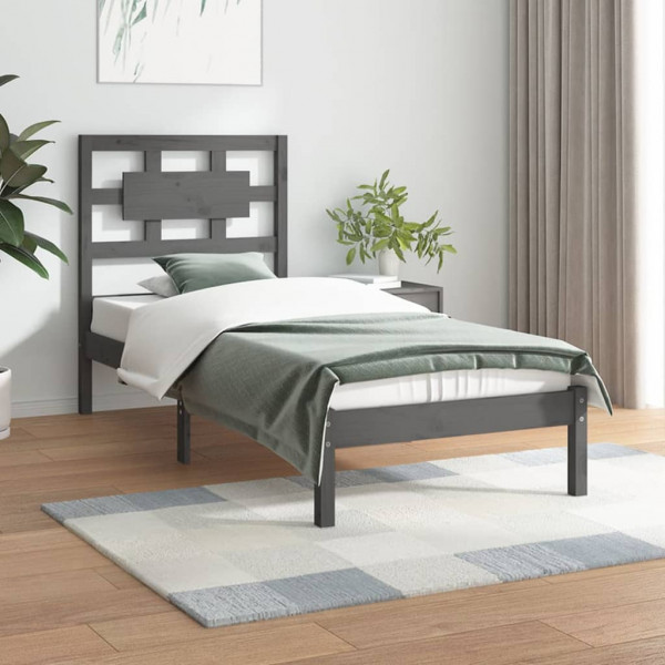 Estrutura de cama de madeira maciça de pinho cinza 100x200 cm D