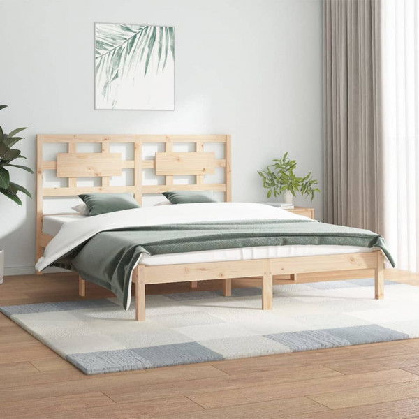 Estrutura de cama em madeira maciça de pinho King Size 150x200 cm D