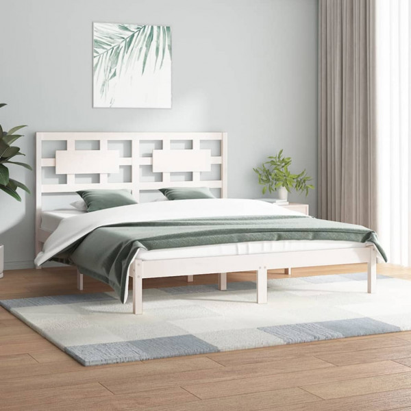 Estrutura de cama em madeira maciça de pinho branco 180x200 cm D
