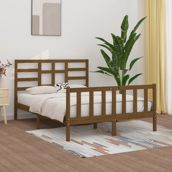 Estructura de cama madera maciza King marrón miel 150x200 cm D