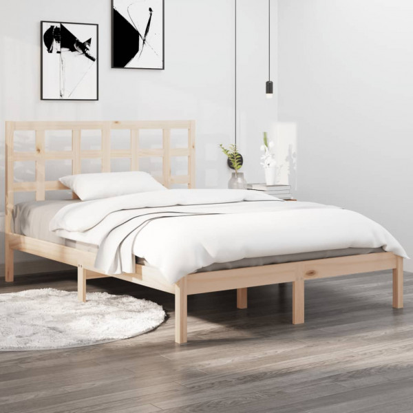 Estructura cama madera maciza pino doble negra 120x190 cm